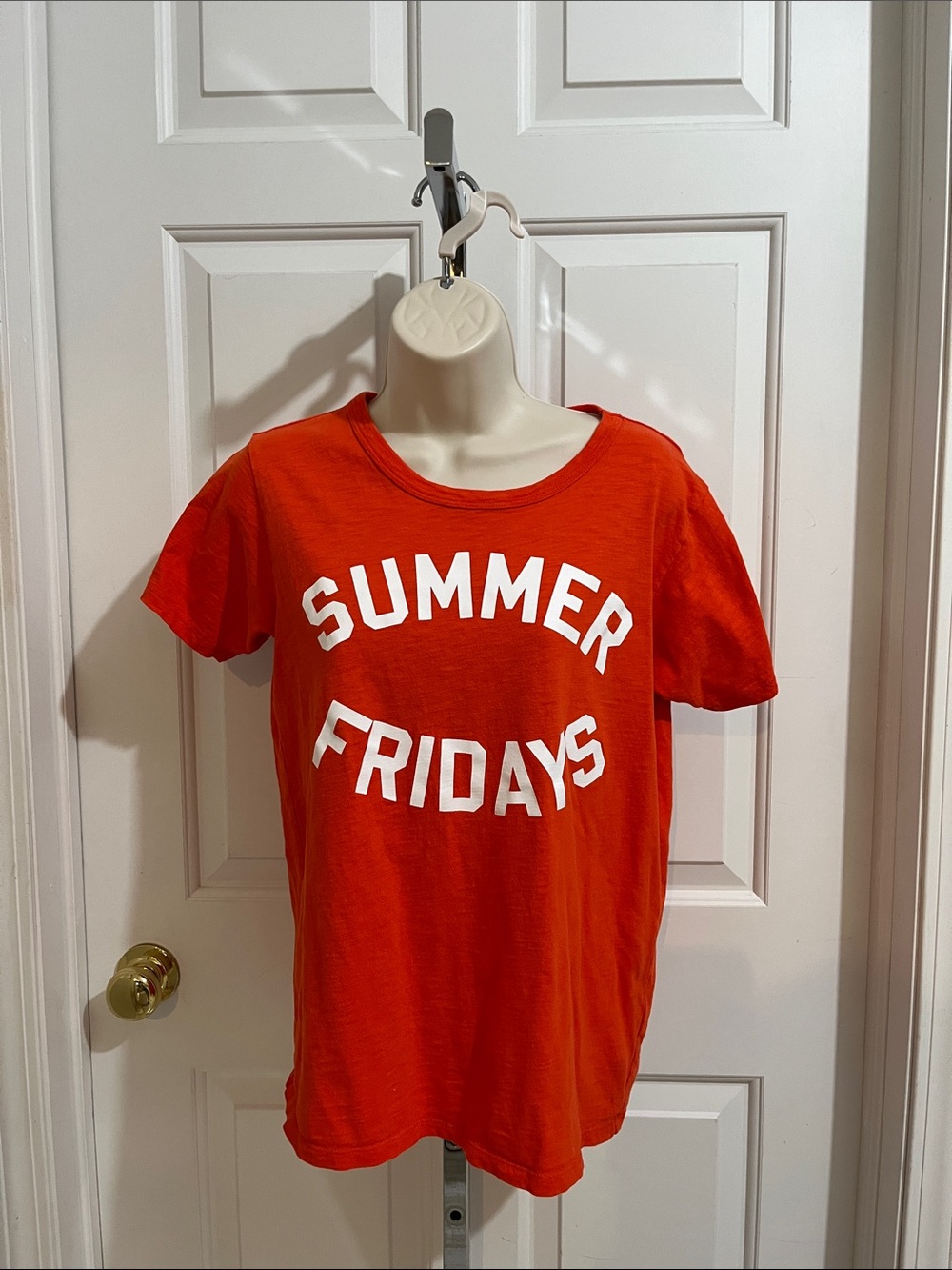 JCrew Summer Fridays Graphic Tee - orange  with White Lettering size small